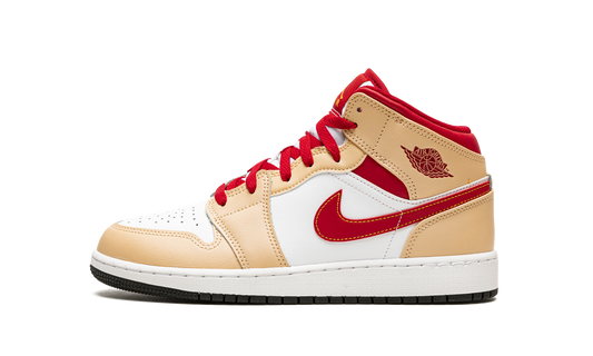 Air Jordan 1 Mid GS "Beige / Red" 554725 201
