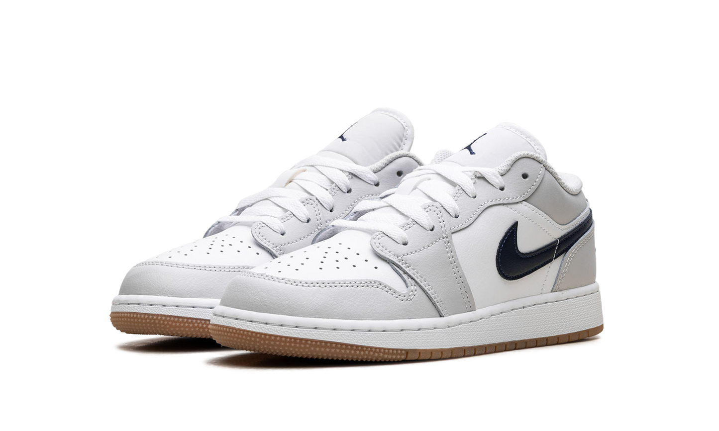 Jordan 1 Low GS "White Neutral Grey Gum Midnight Navy" 553560 146