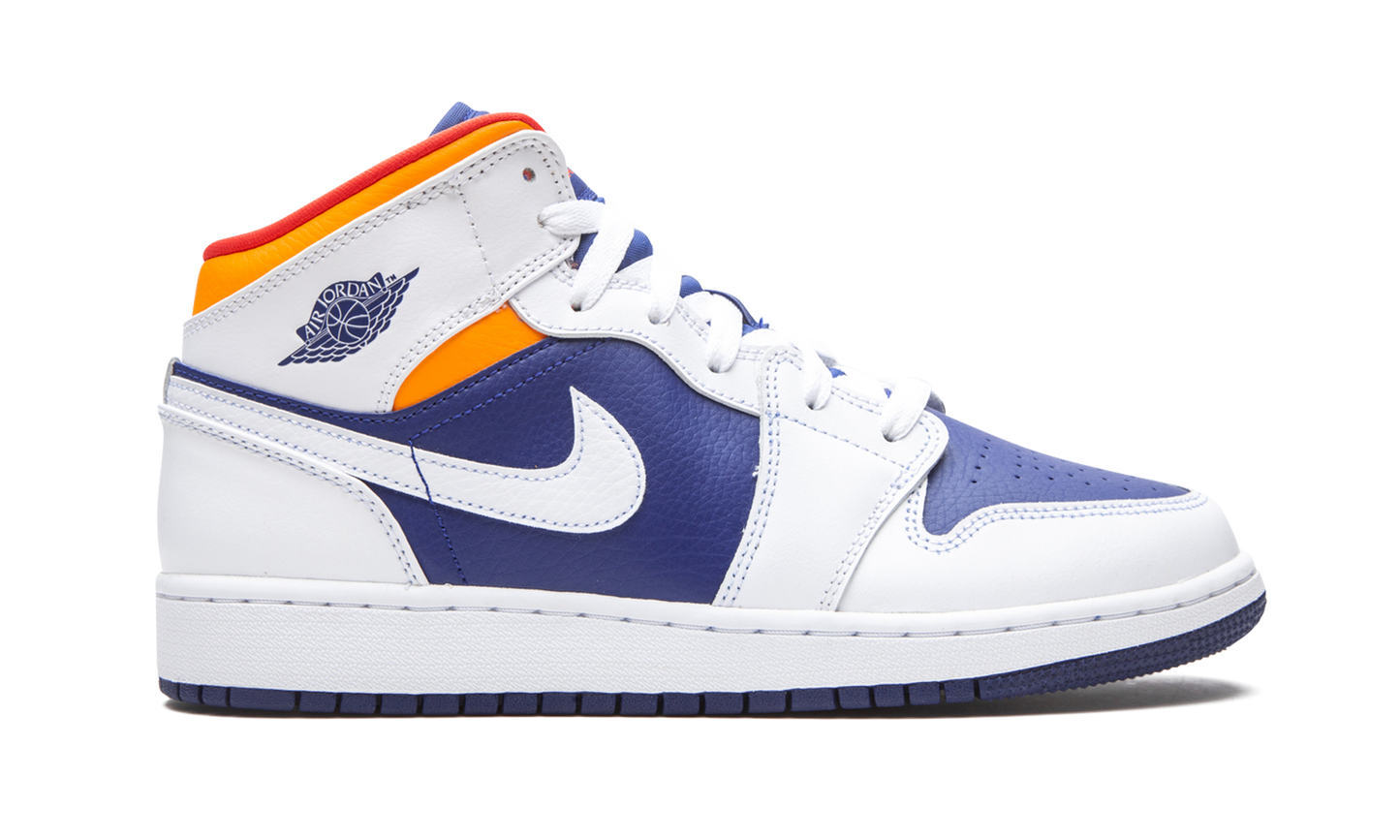 Air Jordan 1 Mid GS "White Deep Royal Blue" 554725 131