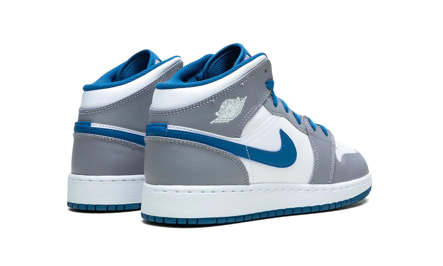 Air Jordan 1 Mid GS "Cement / True Blue" DQ8423 014