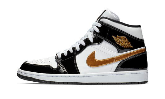 Air Jordan 1 Mid SE "Black Gold Patent Leather" 852542 007