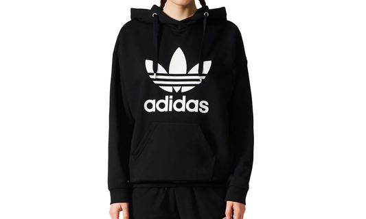 Trefoil Longsleeve Pullover Hoodie "Black / White" BP9482