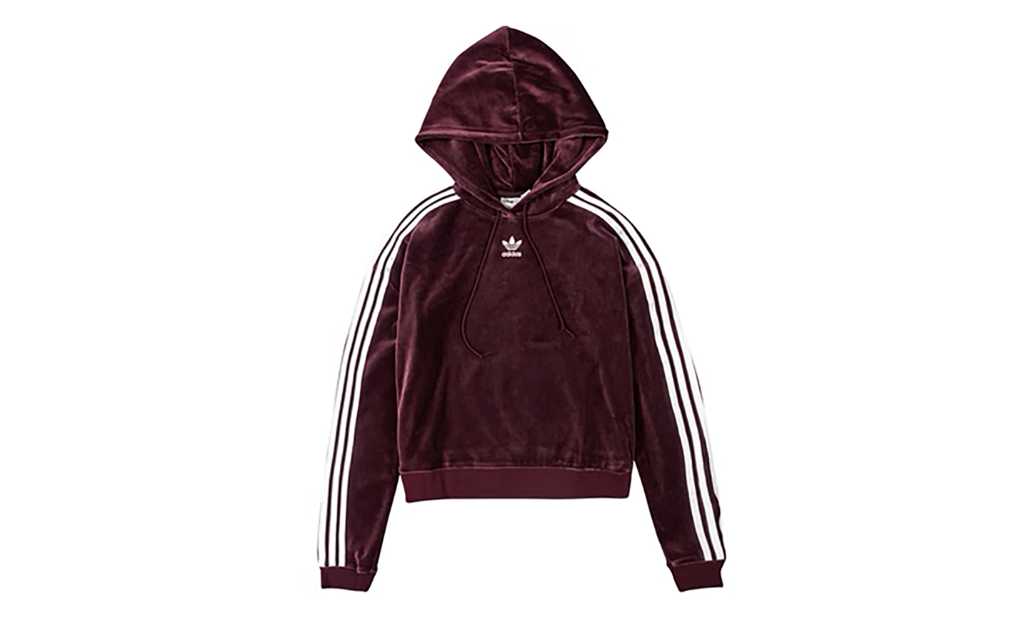 Trefoil Cropped Pullover Hoodie "Maroon / White" DH3115