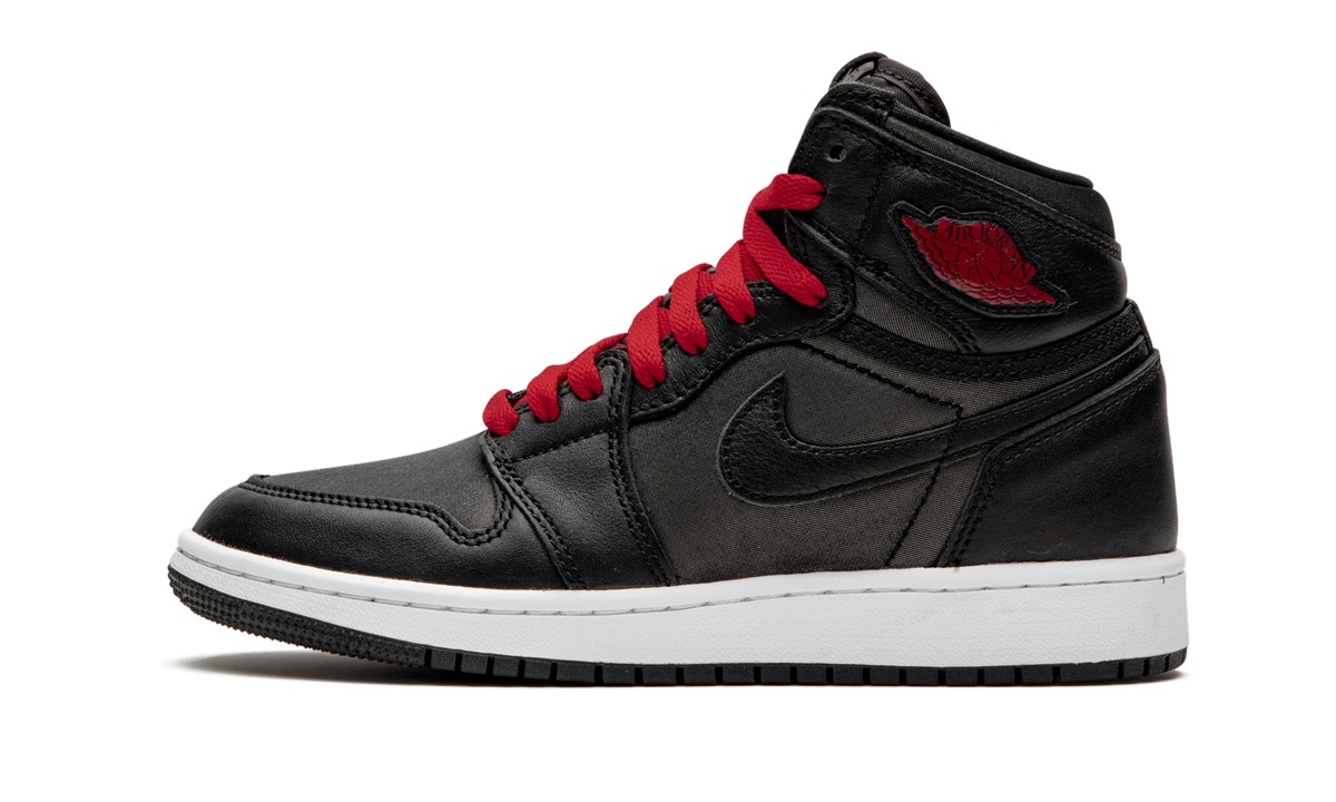 Air Jordan 1 High Retro GS "Black Satin/Gym Red" 575441 060