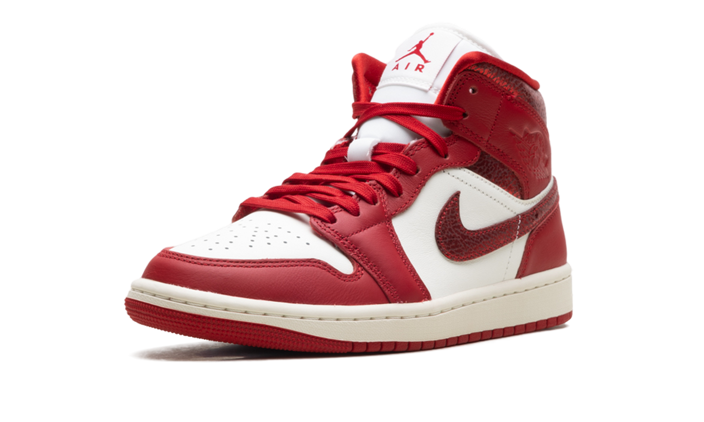 Air Jordan 1 Mid WMNS "Red Cracked Leather" HJ9337 106