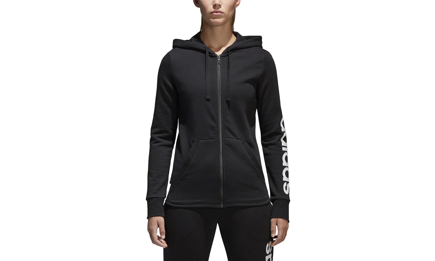 Essential Linear Full Zip Logo Hoodie "Black" S97076