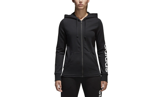 Essential Linear Full Zip Logo Hoodie "Black" S97076