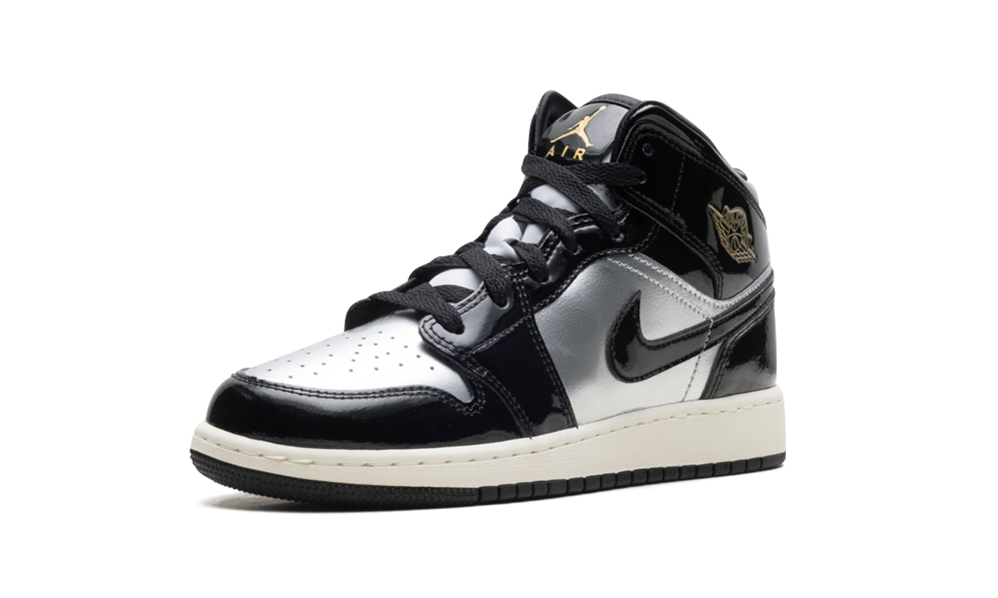 Jordan 1 Mid SE GS "Black Metallic Silver Sail Metallic Gold" FZ3938 001