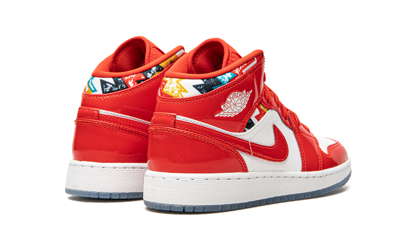 Air Jordan 1 Mid SE GS "Barcelona Sweater Red Patent" DC7248 600